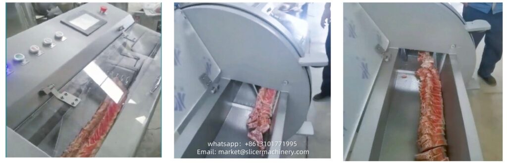 meat being processed in a machine